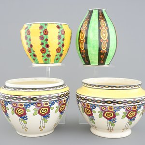 Boch Kéramis: 3 cachepots et un vase art deco, 20ème — photo 4