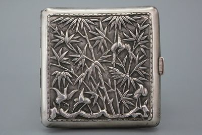 Boîte à cigarettes en argent, Chine, 19e