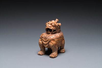 Boîte à encens en pierre à savon sculptée en forme de luduan, Chine, Qianlong/Jiaqing