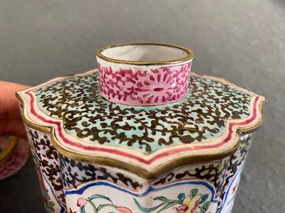 Boîte à thé couverte en émaux de Canton, Chine, Yongzheng/Qianlong — photo 8