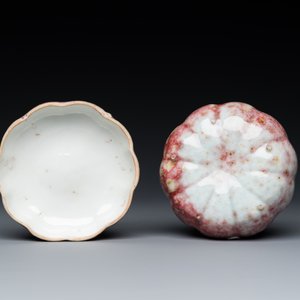 Boîte couverte en forme de citrouille en porcelaine de Chine à émail dit 'fleur de pêche', 19ème — photo 7