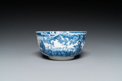 Bol en porcelaine de Chine 'Bleu de Hue' pour le Vietnam à décor de daims, marque de Nhuroc Tham Tran Tang, 19ème
