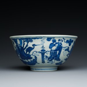 Bol en porcelaine de Chine en bleu et blanc à décor des 'huit immortels', marque et époque de Wanli — photo 5