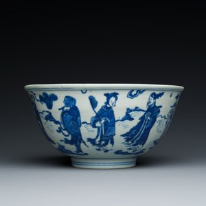 Bol en porcelaine de Chine en bleu et blanc à décor des 'huit immortels', marque et époque de Wanli — photo 6