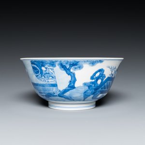 Bol en porcelaine de Chine en bleu et blanc à décor narratif, marque et époque de Kangxi — photo 4