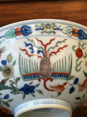 Bol en porcelaine de Chine wucai à décor de dragons et phénix, marque et époque de Daoguang — photo 4
