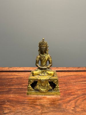 Bouddha Amitayus en bronze doré, Sino-Tibet, Qianlong — photo 1