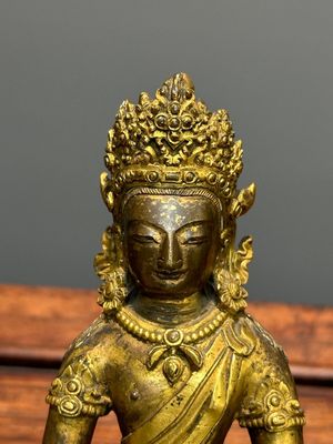 Bouddha Amitayus en bronze doré, Sino-Tibet, Qianlong — photo 5