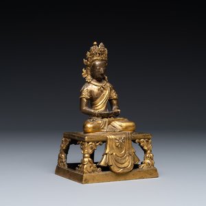 Bouddha Amitayus en bronze doré, Sino-Tibet, Qianlong — photo 1