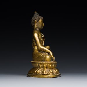 Bouddha de Médecine ou Bhaishajyaguru en bronze doré, Sino-Tibet, 16ème — photo 4