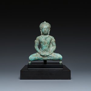 Bouddha de style Lopburi en bronze, Thaïlande, probablement 11ème — photo 1