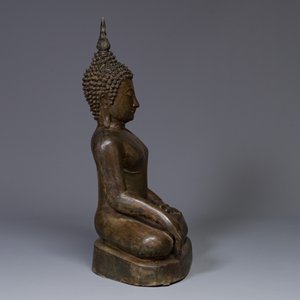 Bouddha en bhumisparsha mudra en bronze, Thaïlande, 18/19ème — photo 2