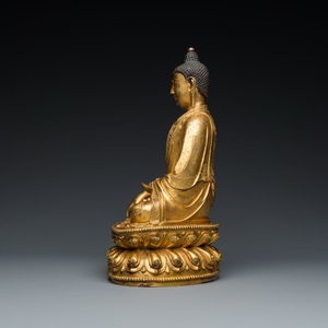 Bouddha Shakyamuni en bronze doré, Chine, probablement Ming — photo 3