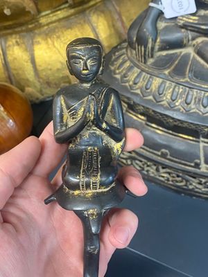 Bouddha Shan en bronze avec traces de dorure, Birmanie, 16/17ème — photo 5
