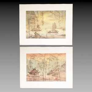 Bui Huy Hieu (1937-2006): 'Chua Thay' and 'Qua Rung Phong Lan', ink and colour on silk, 20th C. — foto 1