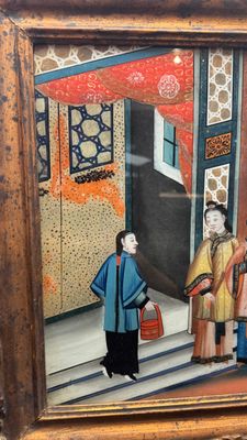 Canton school: A pair of reverse glass paintings in original frames — photo 16