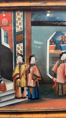 Canton school: A pair of reverse glass paintings in original frames — photo 17