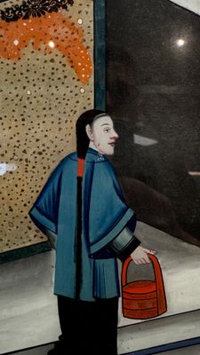 Canton school: A pair of reverse glass paintings in original frames — photo 21