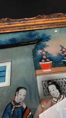 Canton school: A pair of reverse glass paintings in original frames — photo 4