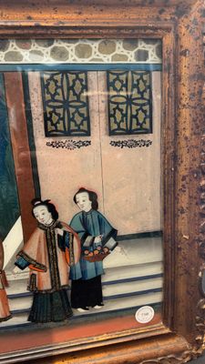 Canton school: A pair of reverse glass paintings in original frames — photo 6
