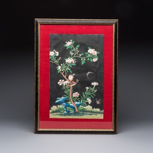 Canton school: 'Birds among Flowering Branches', gouache on paper, 19th C. — photo 1