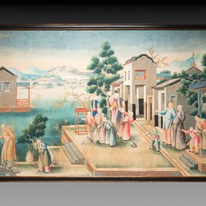 Canton school: 'Farewell at the Entrance of an Official's Residence', gouache on paper, Qianlong — photo 1