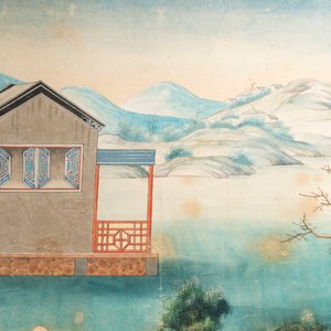Canton school: 'Farewell at the Entrance of an Official's Residence', gouache on paper, Qianlong — photo 2