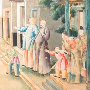 Canton school: 'Farewell at the Entrance of an Official's Residence', gouache on paper, Qianlong — photo 7