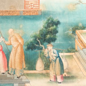 Canton school: 'Farewell at the entrance of the official residence', gouache on paper, Qianlong — photo 3