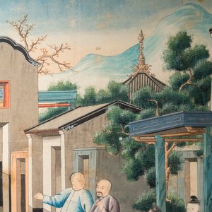 Canton school: 'Farewell at the entrance of the official residence', gouache on paper, Qianlong — photo 6