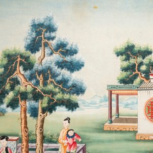 Canton school: 'Scene from the garden of the official residence', gouache on paper, Qianlong — photo 2