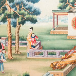 Canton school: 'Scene from the garden of the official residence', gouache on paper, Qianlong — photo 5