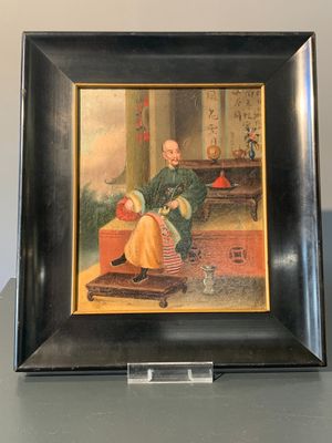 Canton school, workshop of Lamqua: 'Portrait of a Pipe Smoker', oil on canvas, 19th C. — photo 2
