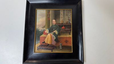 Canton school, workshop of Lamqua: 'Portrait of a Pipe Smoker', oil on canvas, 19th C. — photo 4