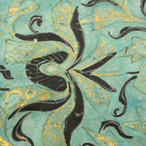 Carreau en forme d'étoile, fond turquoise, peint froid, Lajvardina, 14e — photo 6