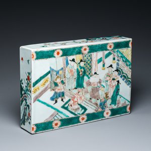 Carreau en porcelaine de Chine famille verte à décor narratif, 19ème — photo 1
