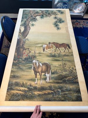 Chang Zenhao 常曾灏: 'Chevaux', encre et couleur sur soie, datée 1952 — photo 1
