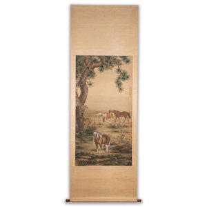 Chang Zenhao 常曾灏: 'Horses', ink and colour on silk, dated 1952 — 照片 2
