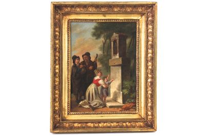 "Chapelle avec musiciens", Ecole romantique, début 19e