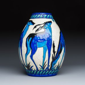 Charles Catteau for Boch Kéramis: An Art Deco crackle-glazed earthenware 'Deer' vase — photo 3