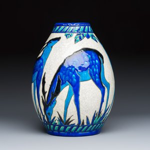 Charles Catteau for Boch Kéramis: An Art Deco crackle-glazed earthenware 'Deer' vase — photo 4