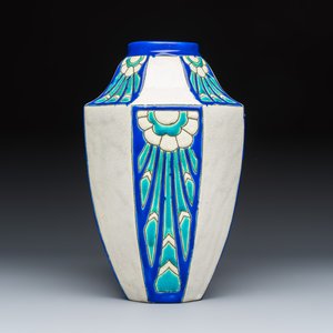 Charles Catteau for Boch Kéramis: An Art Deco crackle-glazed earthenware vase with geometric design — photo 2