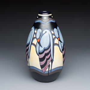 Charles Catteau for Boch Kéramis: An Art Deco matte-glazed earthenware 'Storks' vase — 照片 1