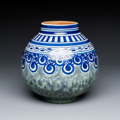 Charles Catteau for Boch Kéramis: An Art Deco stoneware (grès) vase with geometric design, first half 20th C.