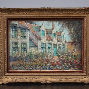 Charles Verbrugghe (1877-1975), "Bloementuin in het Begijnhof", olie op paneel — foto 1