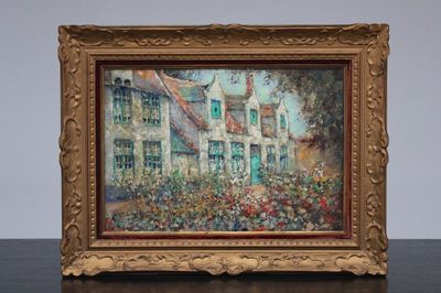 Charles Verbrugghe (1877-1975), "Jardin Fleurie au Béguinage", oil on board