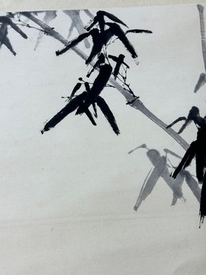 Cheng Shifa 程十发 (1921-2007): 'Dame jouant du Pipa pour deux aigles', encre et couleur sur papier, datée 1988 — photo 13