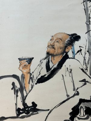 Cheng Shifa 程十发 (1921-2007): 'Pipa playing lady and two eagles', ink and colour on paper, dated 1988 — 照片 10