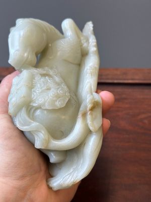 Cheval mythique en jade céladon, Chine, 18ème — photo 12