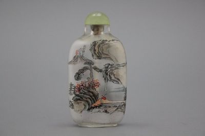 Chinees snuifflesje, achter-glasschildering, 20e
